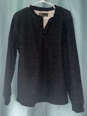 Men's Dark Charcoal Henley Crewneck Sweater